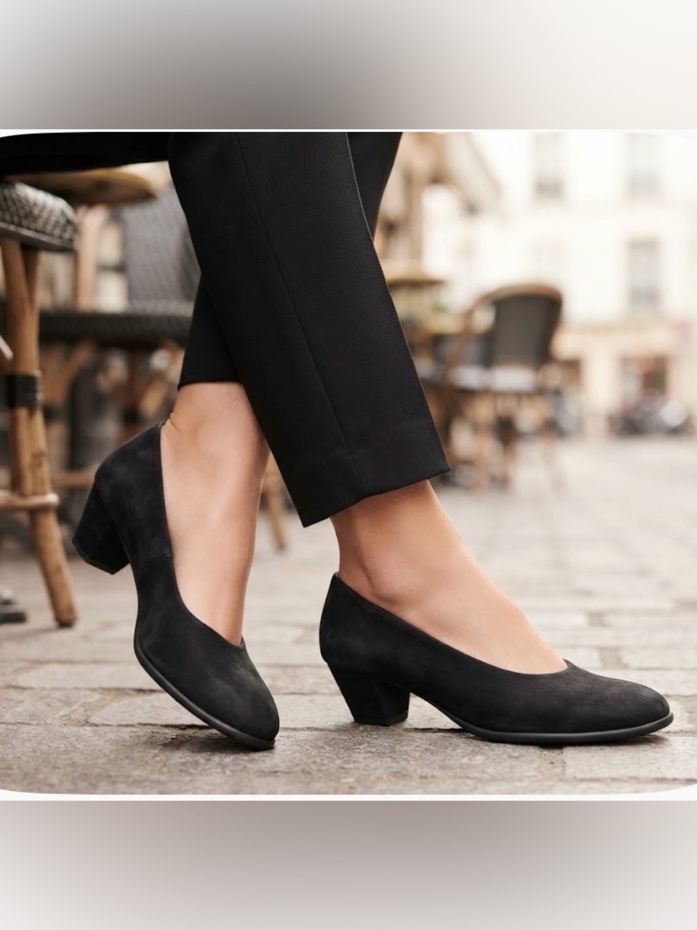 Arche Black Suede Low Block Heel Pumps